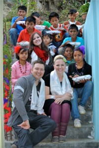 Sarah and Phil with children in India